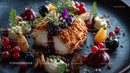 Crispy Chicken with Berry Sauce and Gourmet Garnish