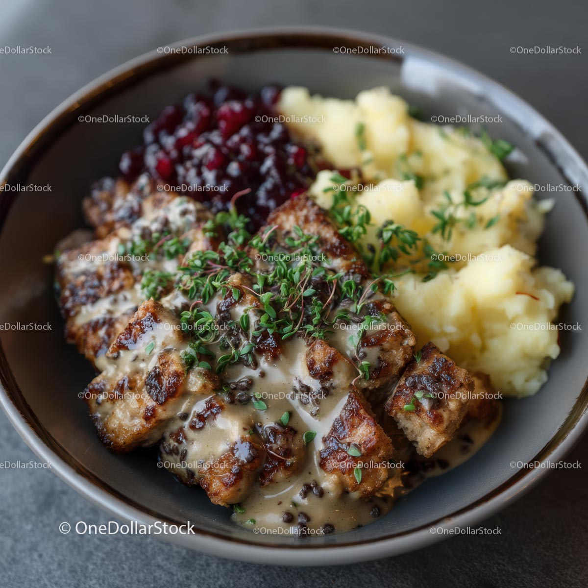 Hearty Meatballs with Mashed Potatoes and Lingonberry