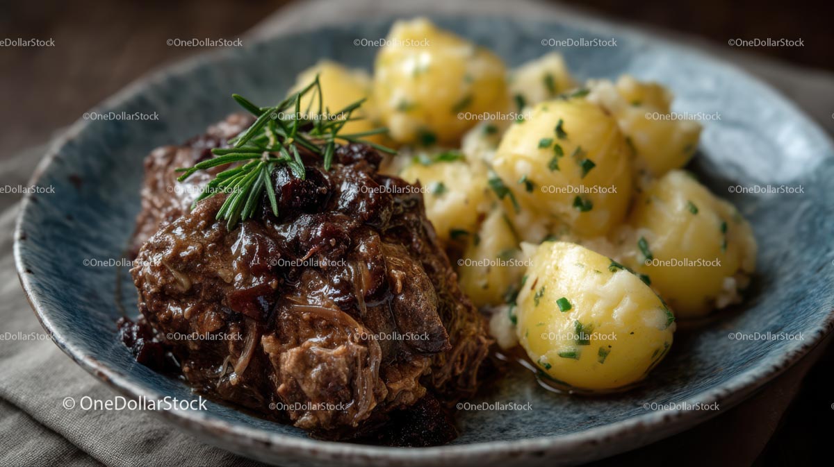 Succulent Beef with Rosemary and Herb Potatoes