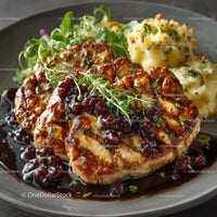 Grilled Pork Steak with Berry Sauce and Herbs