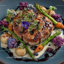 Gourmet Steak with Asparagus and Purple Cauliflower