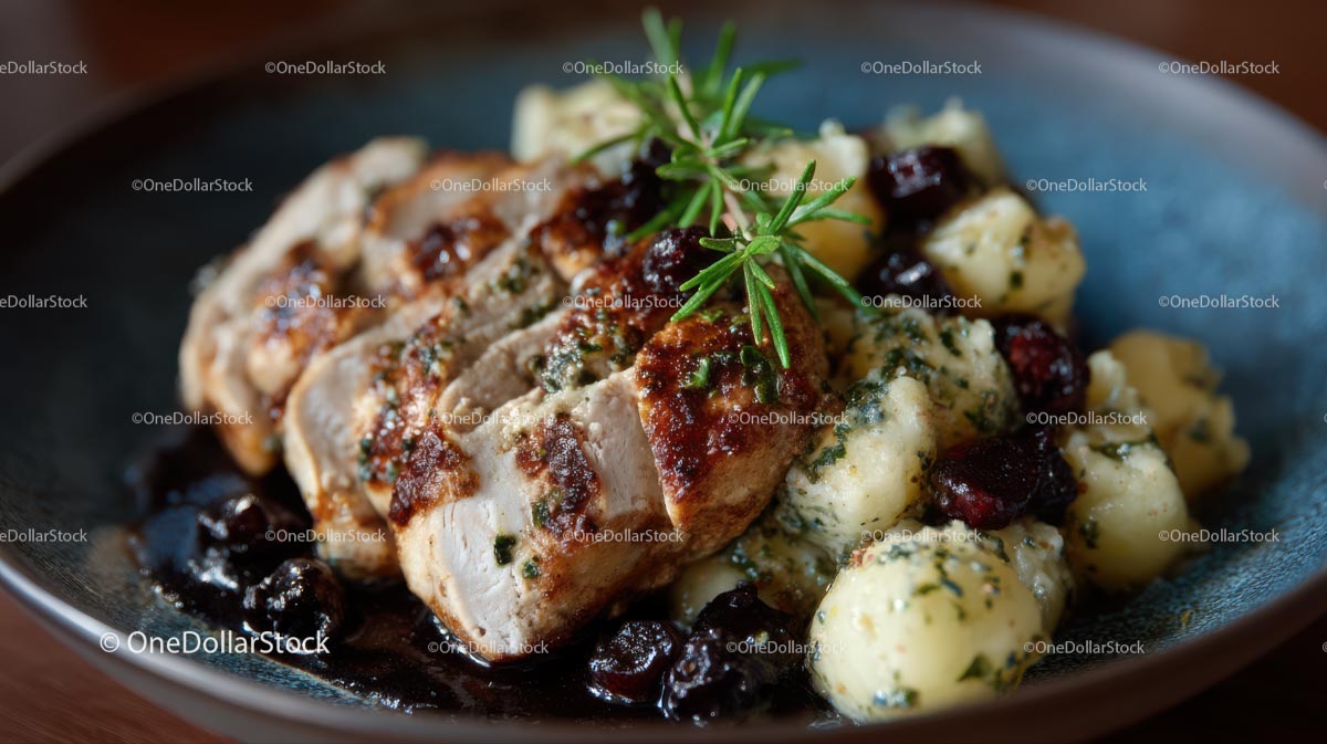 Pieczony kurczak z gnocchi ziołowymi i rozmarynem