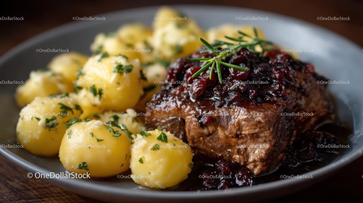 Beef Steak with Rosemary and Mashed Potatoes