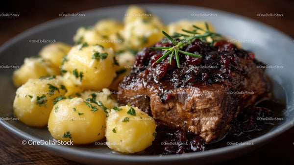 Beef Steak with Rosemary and Mashed Potatoes