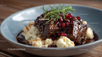 Gourmet Roasted Meat with Pomegranate and Rosemary