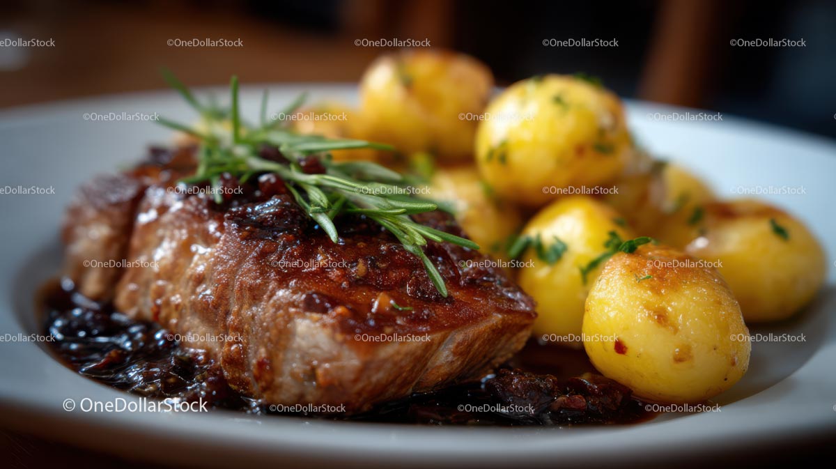 Succulent Roast Beef with Rosemary and Glazed Potatoes