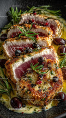 Seared Tuna with Herb Crust and Berry Garnish