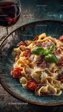 Tagliatelle Pasta with Cherry Tomatoes and Basil