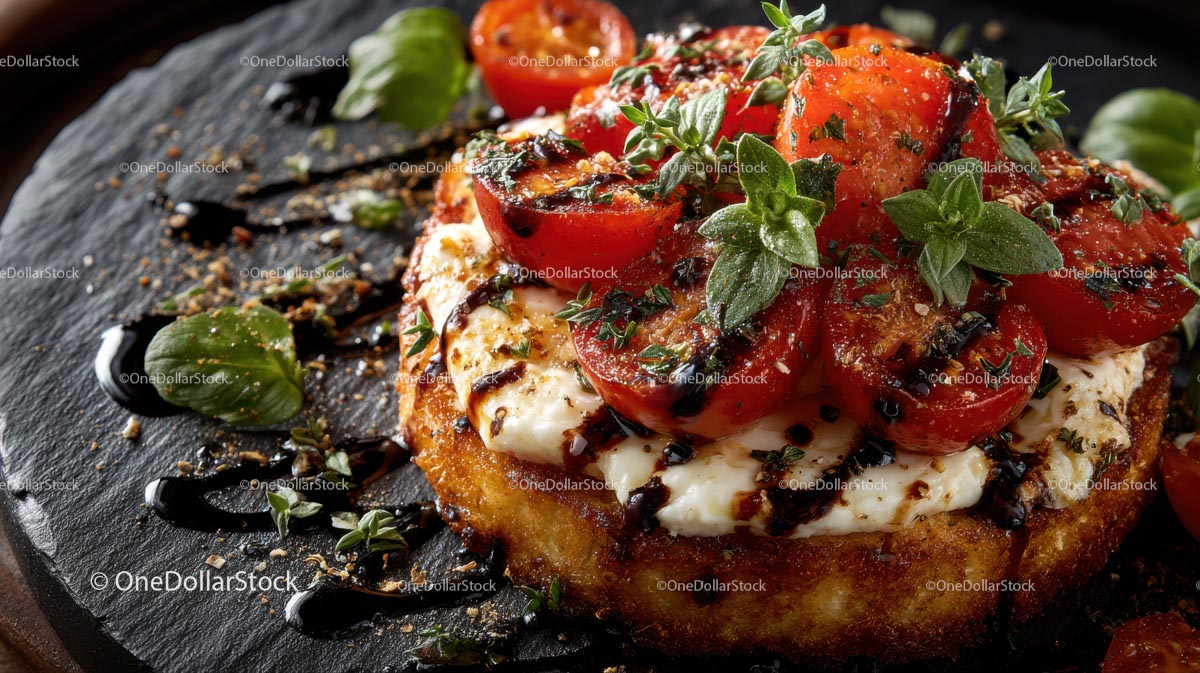 Tarta z pomidorami i mozzarellą gourmet ze świeżą bazylią