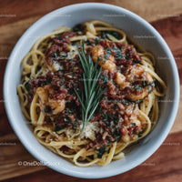 Shrimp Pasta with Rosemary and Rich Tomato Sauce