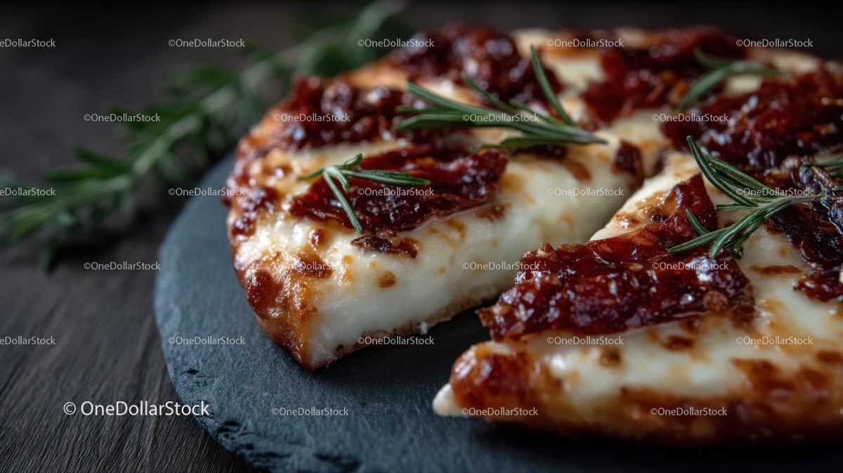 Pizza gourmet z suszonymi pomidorami i rozmarynem