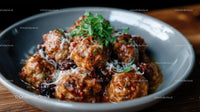 Savory Meatballs with Parmesan and Herbs in a Rustic Bowl