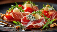 Gourmet Prosciutto and Cheese Appetizer with Fresh Arugula