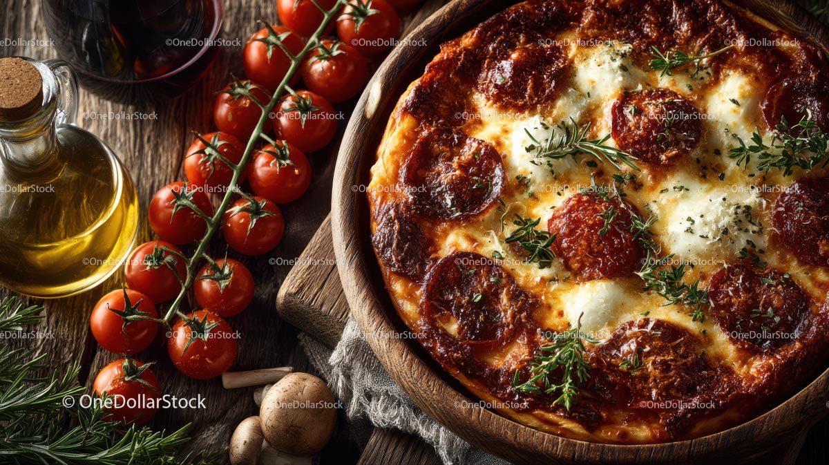 Pyszna pizza pepperoni ze świeżymi składnikami