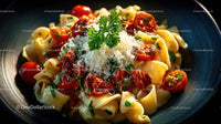 Gourmet Pasta Dish with Cherry Tomatoes and Cheese
