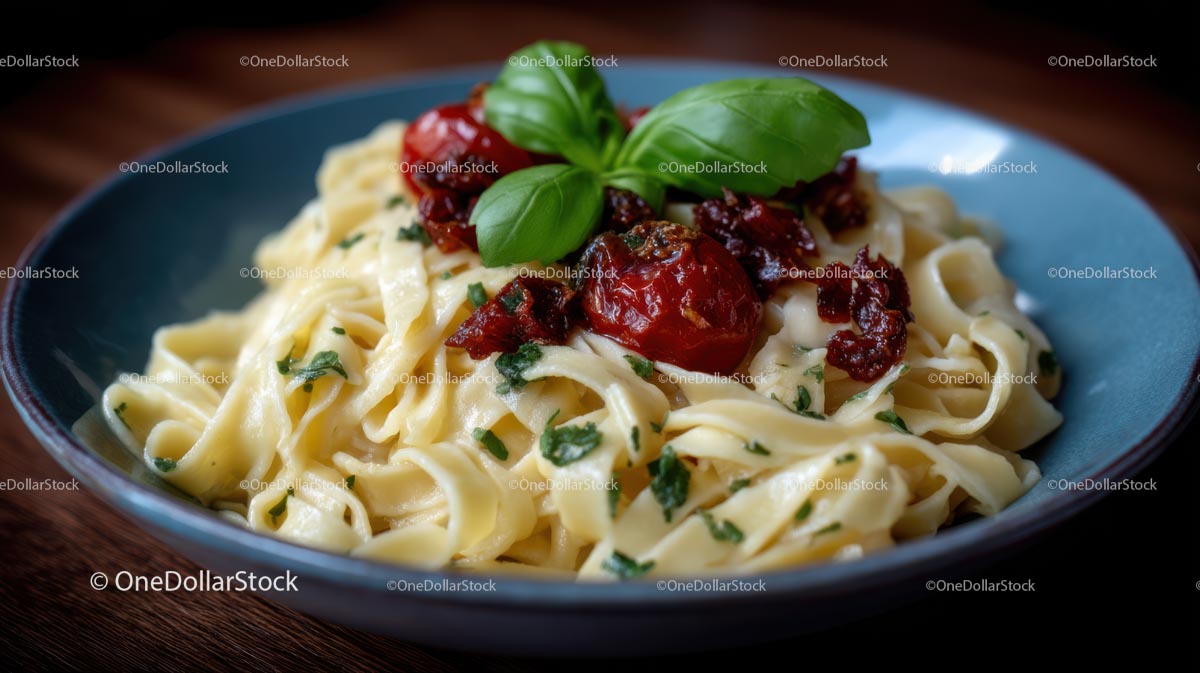 Creamy Tagliatelle Pasta with Cherry Tomatoes and Basil
