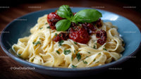 Creamy Tagliatelle Pasta with Cherry Tomatoes and Basil