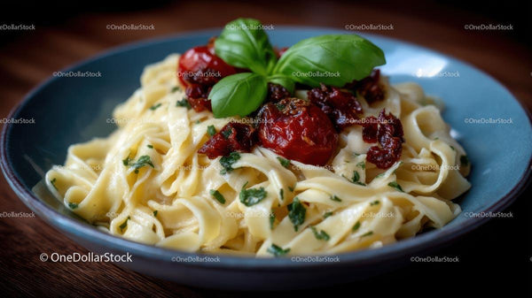 Creamy Tagliatelle Pasta with Cherry Tomatoes and Basil