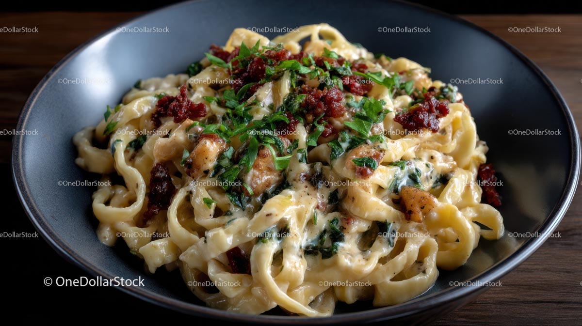 Creamy Tagliatelle with Parsley and Crumbled Toppings