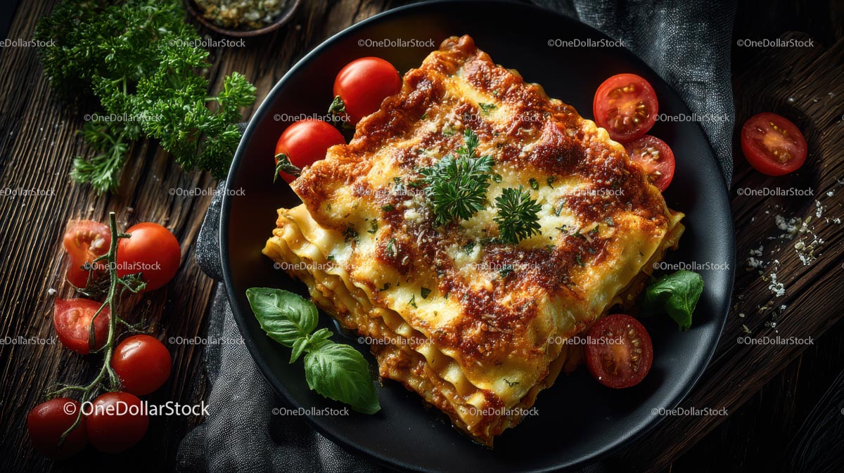 Delicious Lasagna with Fresh Cherry Tomatoes and Herbs