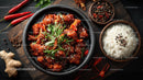 Spicy Asian Chicken with Rice and Fresh Herbs
