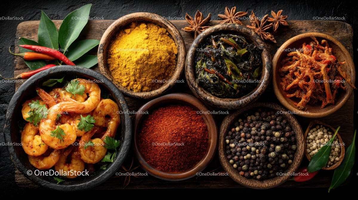 Exotic Spices and Aromatic Ingredients Display