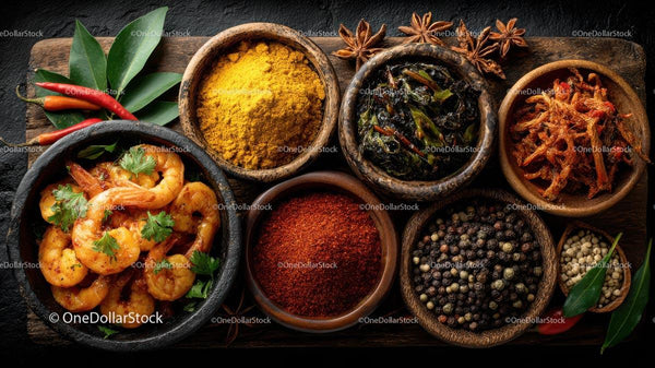 Exotic Spices and Aromatic Ingredients Display