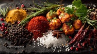 Colorful Assortment of Spices and Herbs on Slate