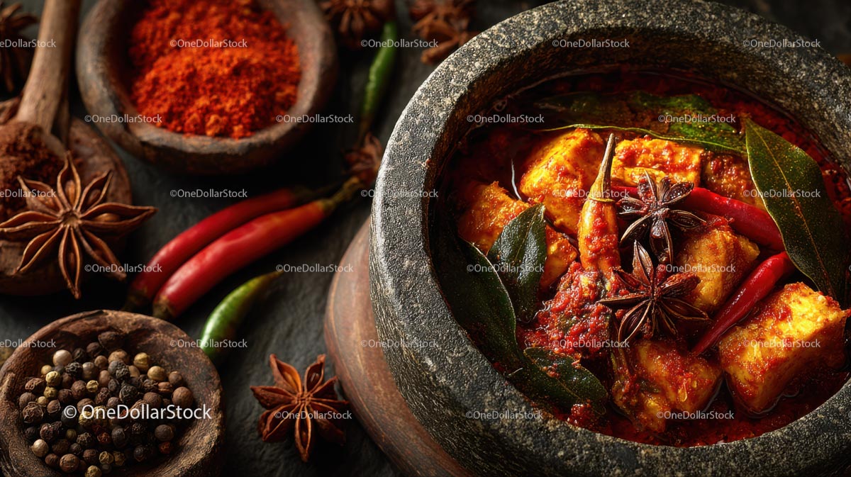 Pikantne indyjskie curry z aromatycznymi przyprawami i ziołami