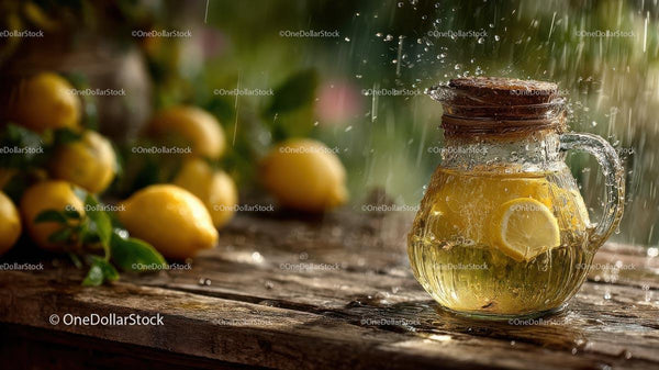 Refreshing Lemonade in Rustic Outdoor Setting