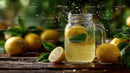 Refreshing Lemonade in a Mason Jar with Fresh Lemons