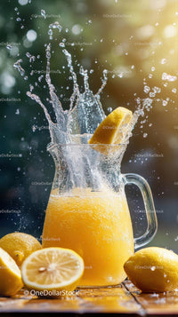 Refreshing Lemonade with Splashing Citrus Slices