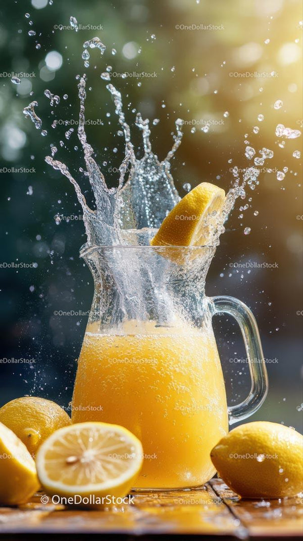 Refreshing Lemonade with Splashing Citrus Slices