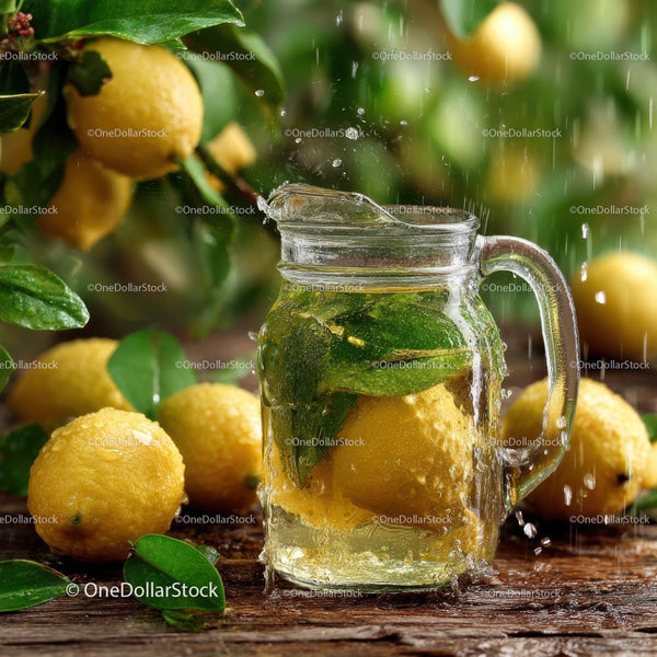 Refreshing Lemon Water in a Glass Jar with Splash Effect