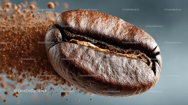 Close-Up of a Roasted Coffee Bean with Textured Detail