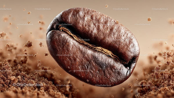 Close-Up of a Roasted Coffee Bean with Texture