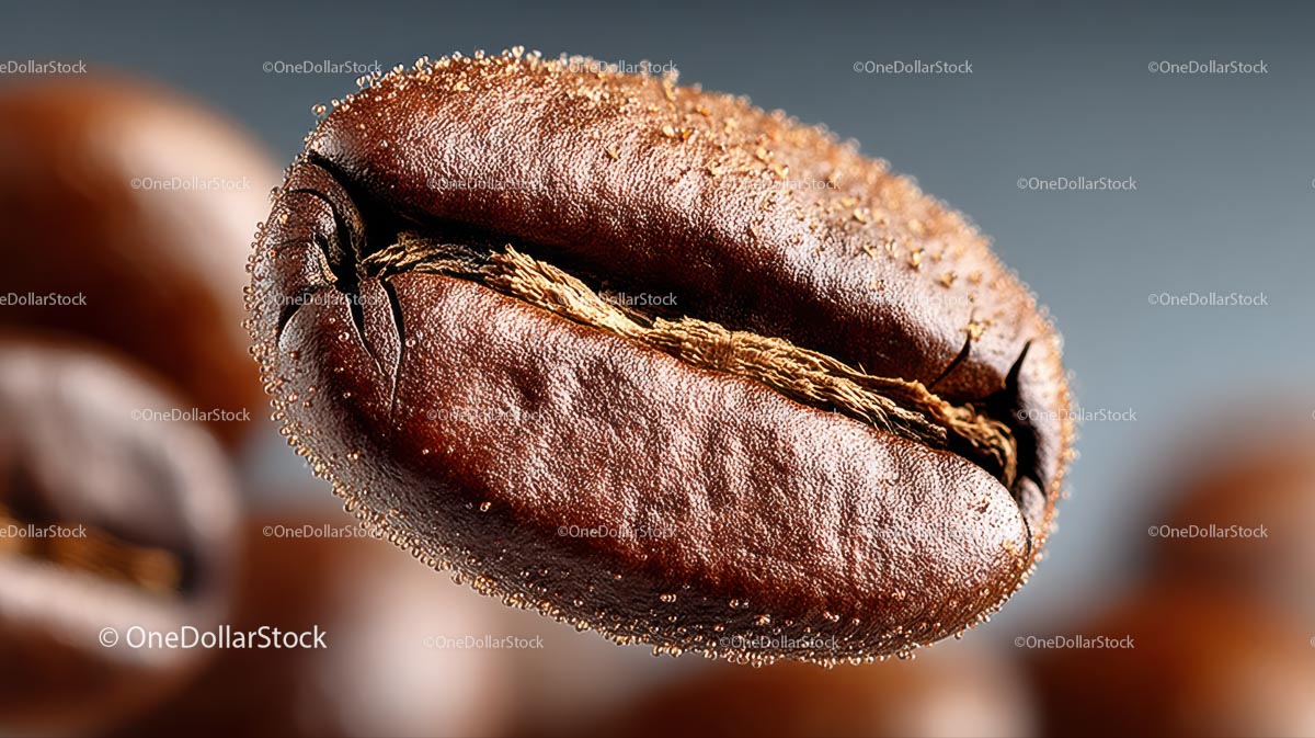 Macro Shot of a Single Roasted Coffee Bean