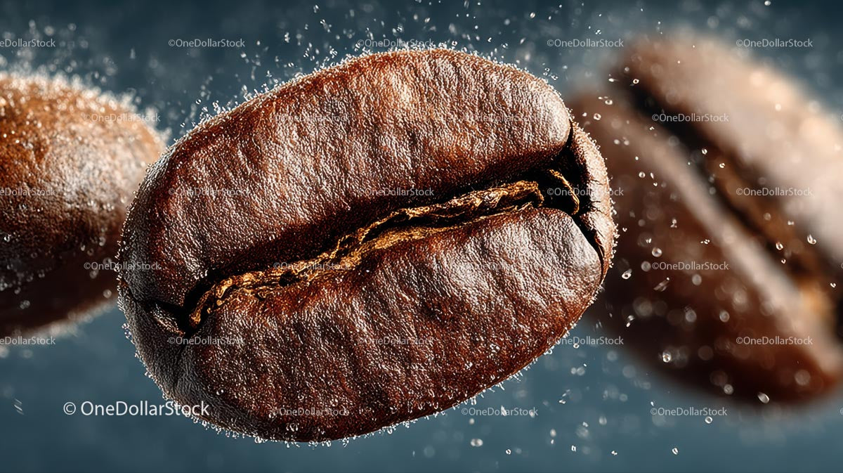 Close-Up of Roasted Coffee Bean with Details