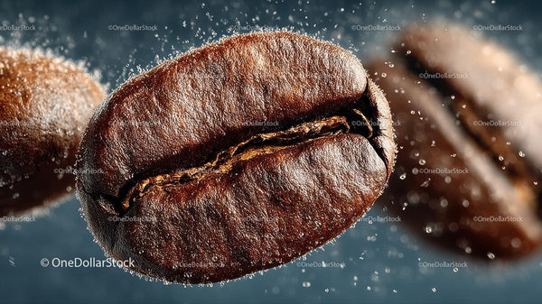Close-Up of Roasted Coffee Bean with Details