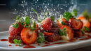 Gourmet Strawberry Dessert with Mint and Sugar Dusting