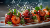 Gourmet Strawberry Dessert with Mint and Sugar Dusting