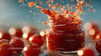Vibrant Tomato Splash in a Jar of Rich Red Sauce