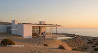 Modern Beachfront House at Sunset with Ocean View