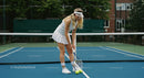Female Tennis Player Preparing on Blue Court