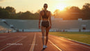 Female Athlete Jogging on Track at Sunset