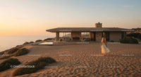 Modern Beachfront House at Sunset with Ocean View