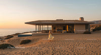 Modern Desert Beach House at Sunset with Ocean View