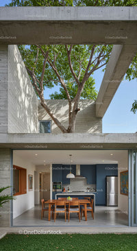 Modern Home with Open Kitchen and Greenery
