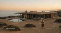 Modern Beachfront House with Pool at Sunset