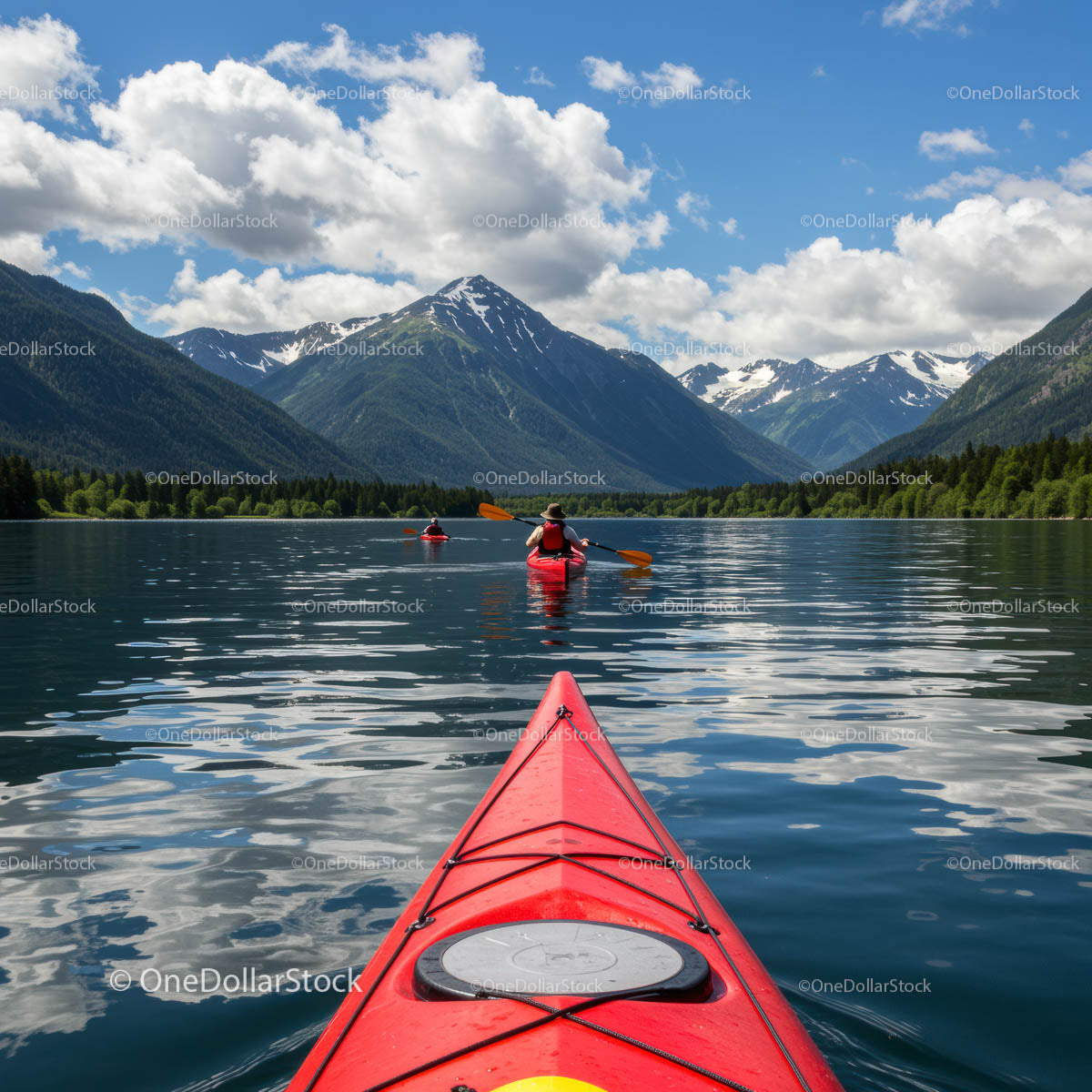 Kayaking Adventure on Mountain Lake with Scenic Views